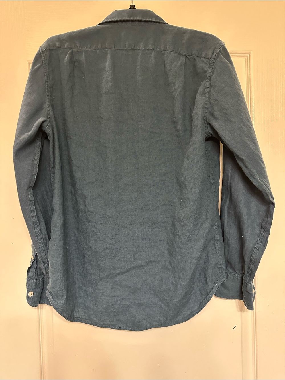 J.Crew Men’s Blue Linen Button Shirt Long Sleeve Pocket M Quiet Luxury Coastal - Picture 5 of 7